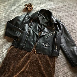 Cropped Faux Leather Jacket